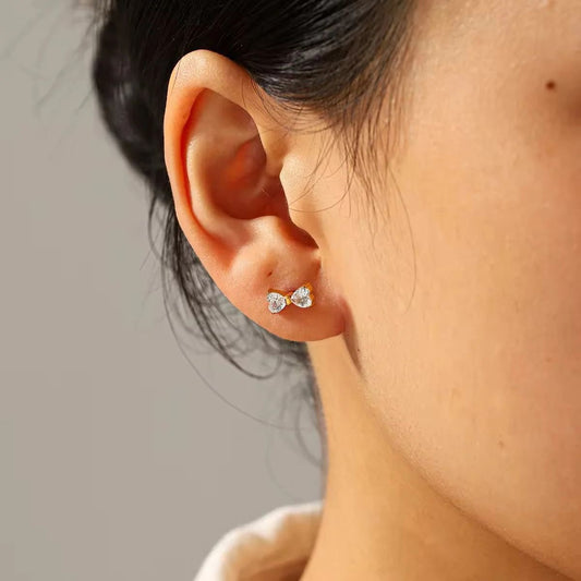 Stainless Steel Bow Stud Earrings