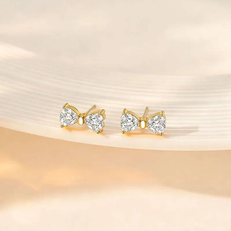 Stainless Steel Bow Stud Earrings
