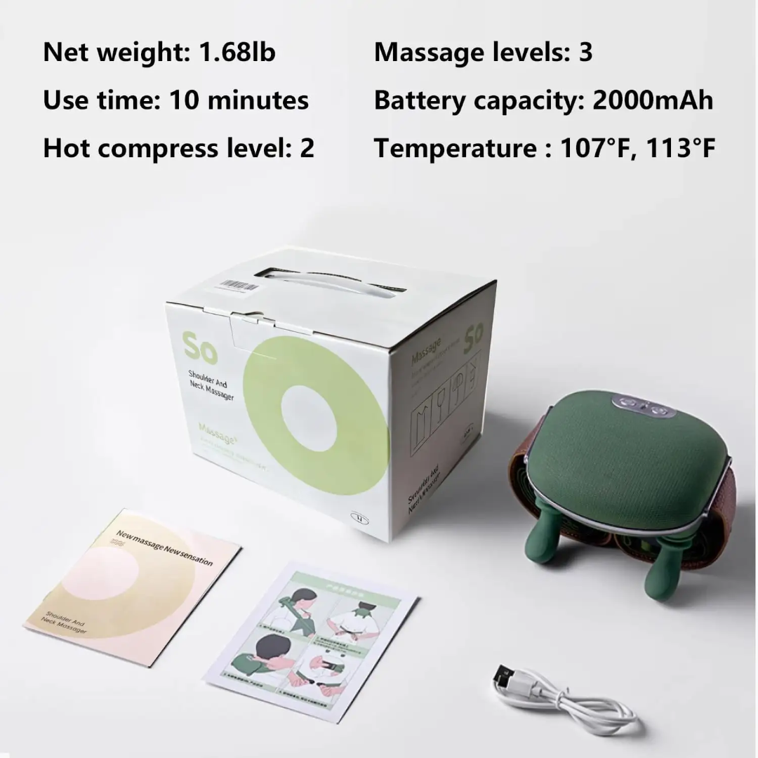 Neck & Shoulder Massager, 3 Massage Mode, 2 Heat Function, Simulated with Human Hand Design For Neck, Shoulder, Back, Legs. (Imported)