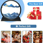 Moving Sand Art Picture Decor – 3D Deep Sea Sandscape Liquid Motion Round Glass Frame | Flowing Sand Art for Stress Relief | Artistic Desktop Decor for Home & Office