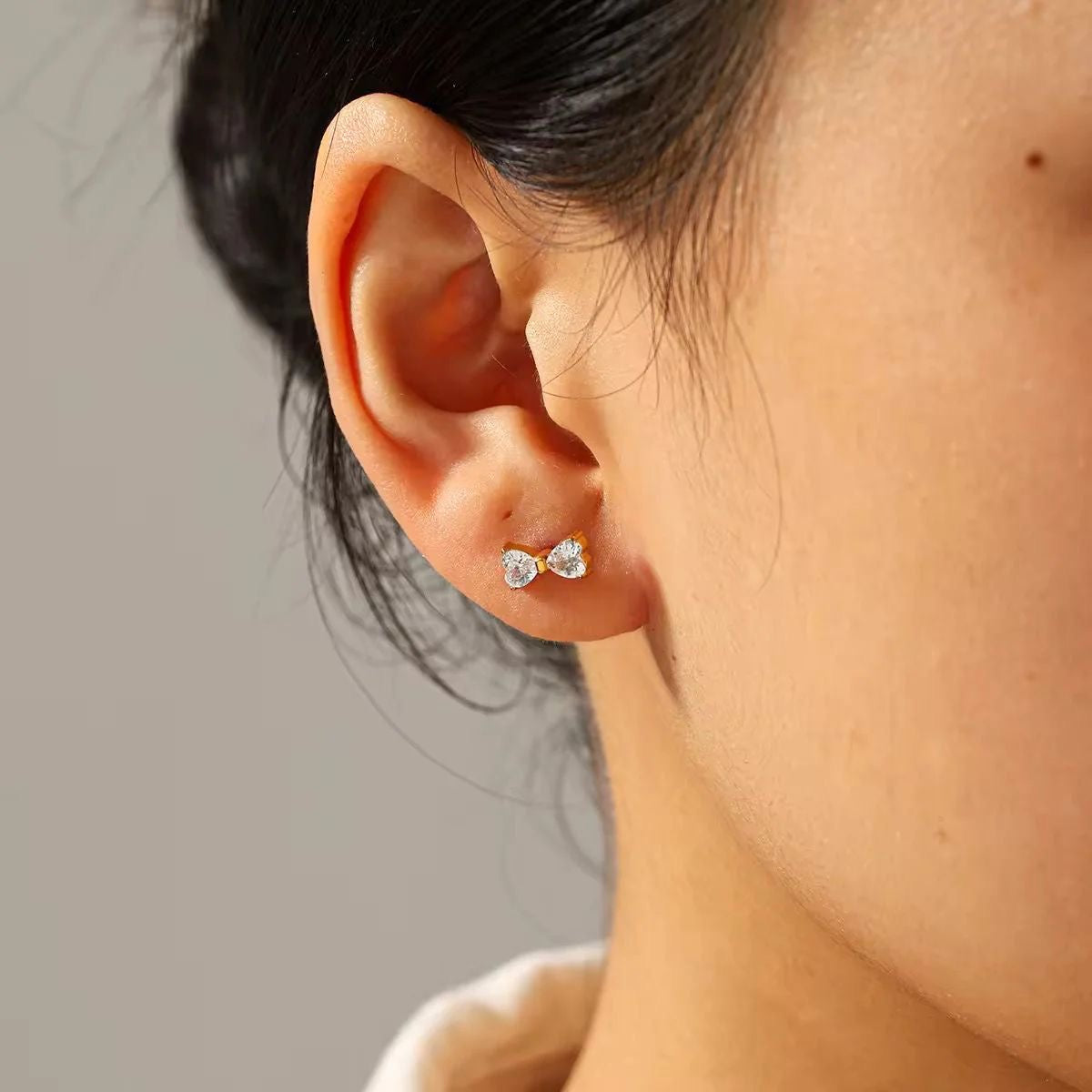 Stainless Steel Bow Stud Earrings