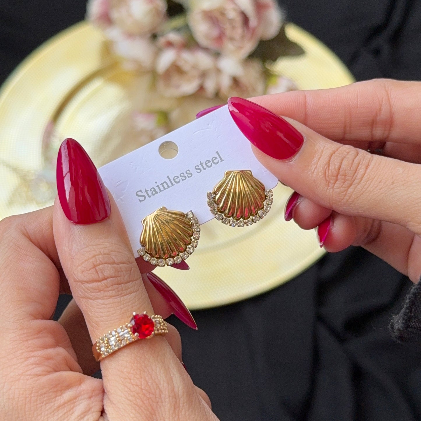 Zirconia Shell Earrings