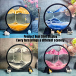 Moving Sand Art Picture Decor – 3D Deep Sea Sandscape Liquid Motion Round Glass Frame | Flowing Sand Art for Stress Relief | Artistic Desktop Decor for Home & Office