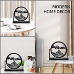 Moving Sand Art Picture Decor – 3D Deep Sea Sandscape Liquid Motion Round Glass Frame | Flowing Sand Art for Stress Relief | Artistic Desktop Decor for Home & Office