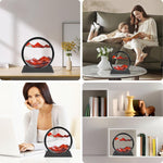 Moving Sand Art Picture Decor – 3D Deep Sea Sandscape Liquid Motion Round Glass Frame | Flowing Sand Art for Stress Relief | Artistic Desktop Decor for Home & Office