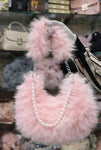 Fluffy Pearl Mini Handbag – Luxury Faux Fur Shoulder Bag for Women
