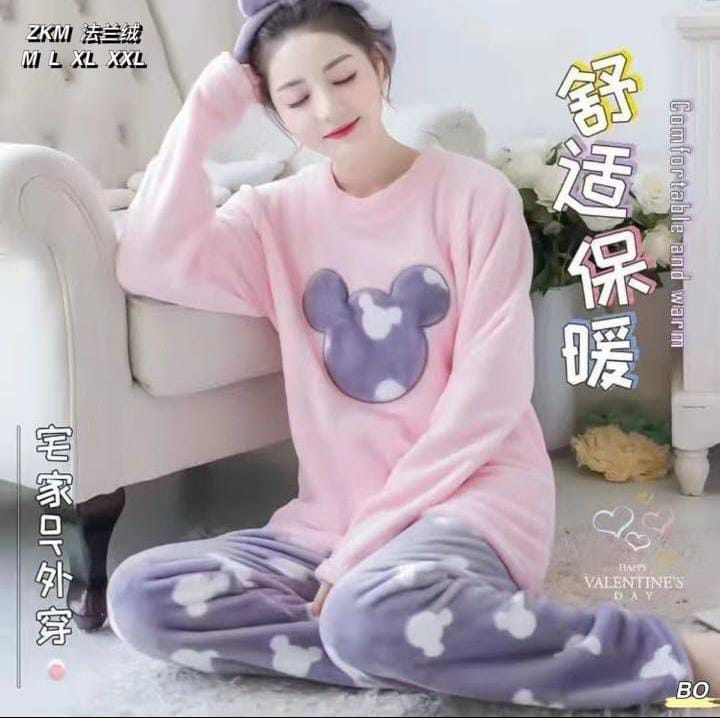 Fleece T-Shirt Pajama Set -FTP 06